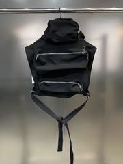 The "Blaze" Cropped Multipocket Vest in Black | Ready to Ship — 40% OFF