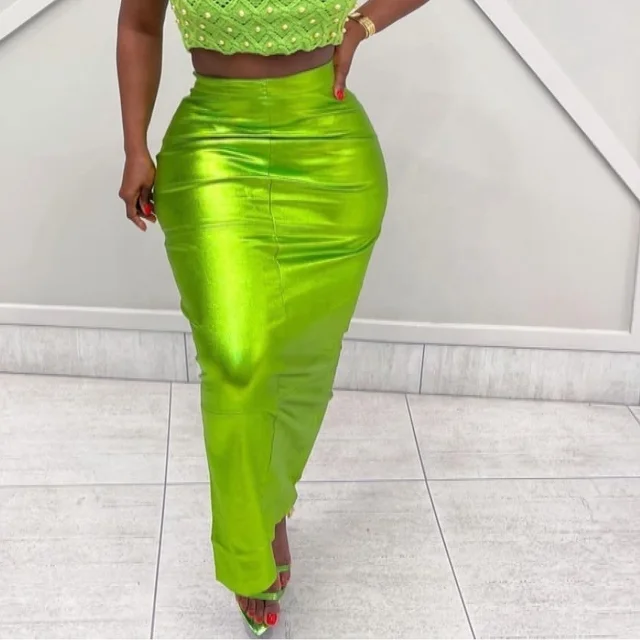 The "Destiny" Metallic Skirt in Lime | Ready to Ship