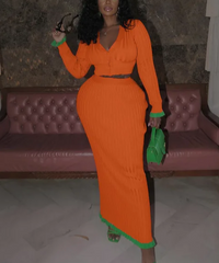 The "Sakura" 2 Piece Skirt Set in Orange | Ready to Ship — 40% OFF