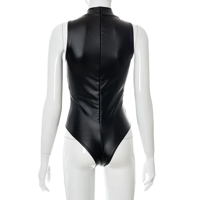 The "Tied-up" PU Leather Body Suit in Black | Ready to Ship