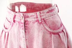 The "Annya" Long Washed Denim Skirt in Pink | Ready to Ship — 40% OFF