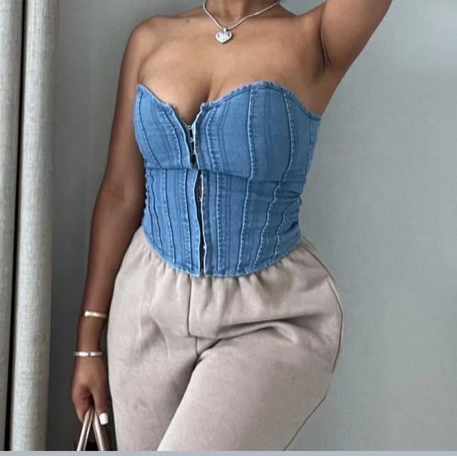 The "Tia" Denim Corset Top | Ready to Ship