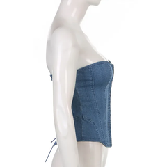 The "Tia" Denim Corset Top | Ready to Ship — 40% OFF
