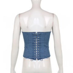 The "Tia" Denim Corset Top | Ready to Ship — 40% OFF