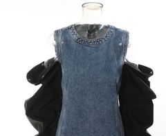 The "Delta" Denim Dress w/Slouch Sleeves | Ready to Ship — 40% OFF