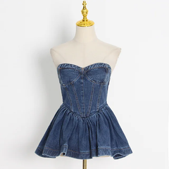The "Inara" Denim Flare Corset Top | Ready to Ship — 40% OFF