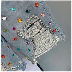 The "Anaya" Rhinestone Denim Shorts | Ready to Ship — 40% OFF