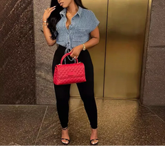 The "Tazia" Crop Top in Washed Denim | Ready to Ship — 40% OFF