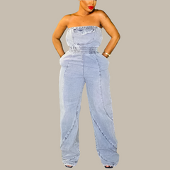 The "Ziana" Jumpsuit in Blue | Ready to Ship — 40% OFF