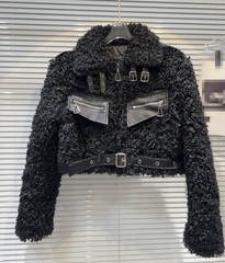 The "Luxe Sherpa" Moto Coat in Black | Ready to Ship — 40% OFF