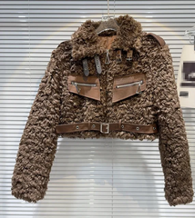 The "Luxe Sherpa" Moto Coat in Chestnut Brown | Ready to Ship — 40% OFF