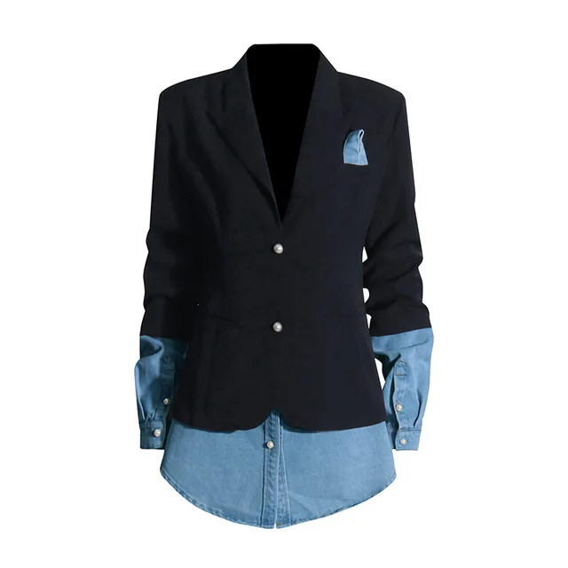 The "Denim & Drama" Blazer in Black