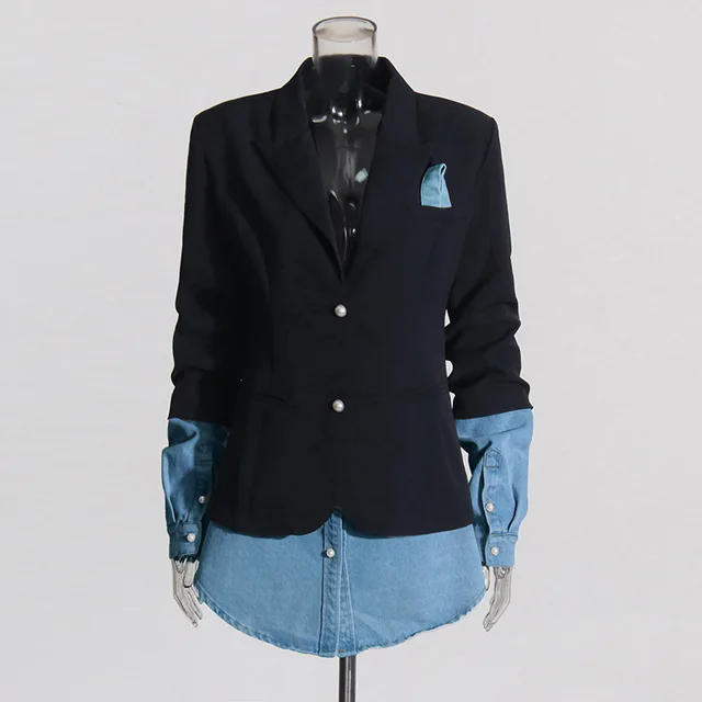 The "Denim & Drama" Blazer in Black