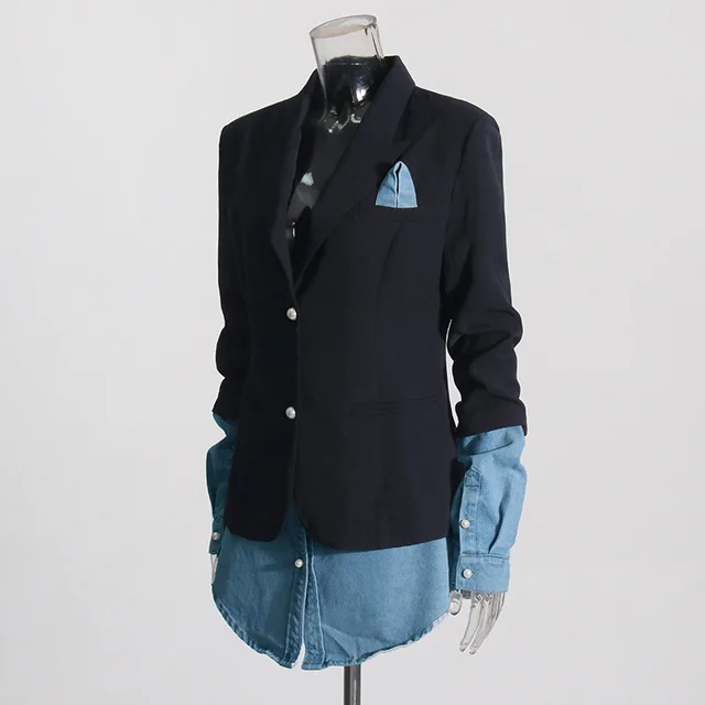 The "Denim & Drama" Blazer in Black