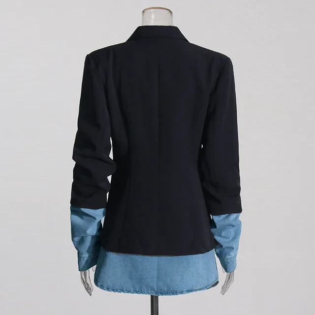 The "Denim & Drama" Blazer in Black