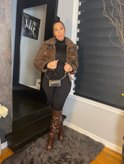 The "Luxe Sherpa" Moto Coat in Chestnut Brown | Ready to Ship — 40% OFF