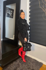 The "Luxe Sherpa" Moto Coat in Black | Ready to Ship — 40% OFF