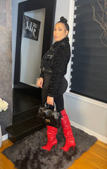 The "Luxe Sherpa" Moto Coat in Black | Ready to Ship — 40% OFF