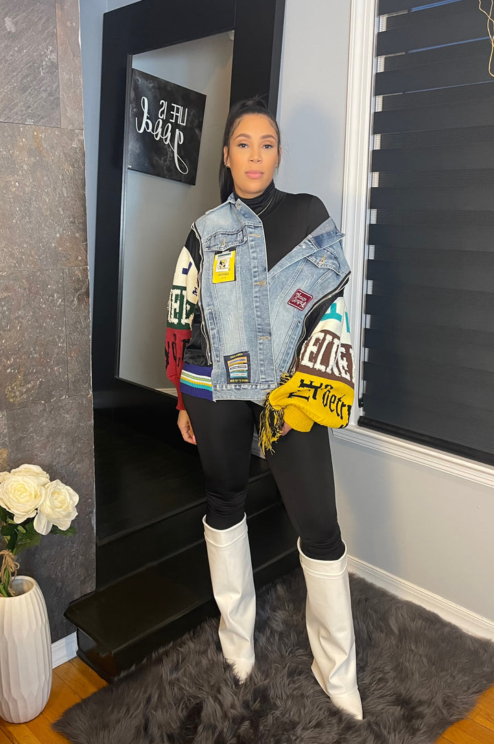 The "Urban Royalty" Oversized Denim Jacket in Blue | Ready to Ship