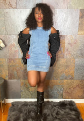 The "Delta" Denim Dress w/Slouch Sleeves | Ready to Ship — 40% OFF