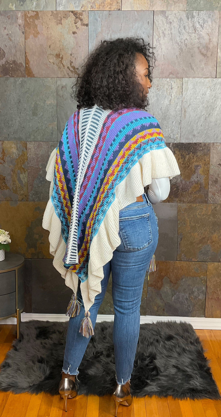 The "Annika" Multicolor Sweater Shawl | Ready to Ship