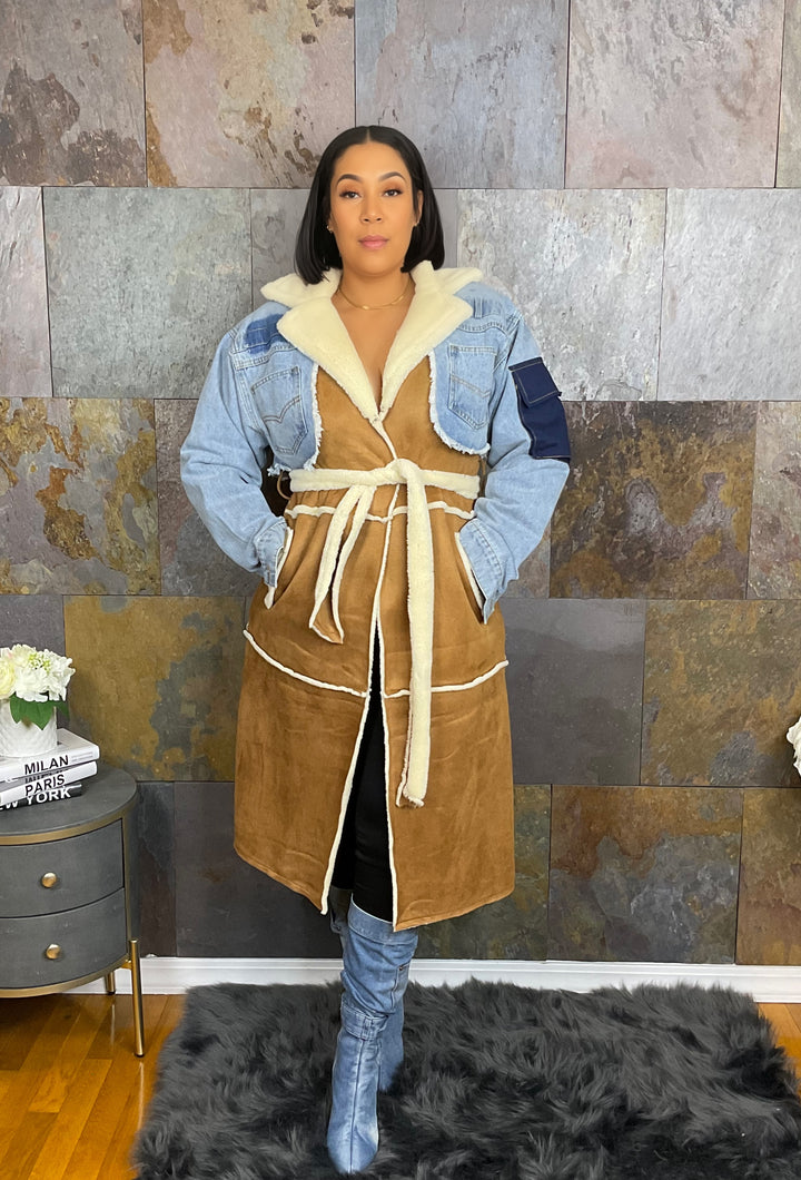 The "Letavia" Trench with Blue Denim | Ready to Ship