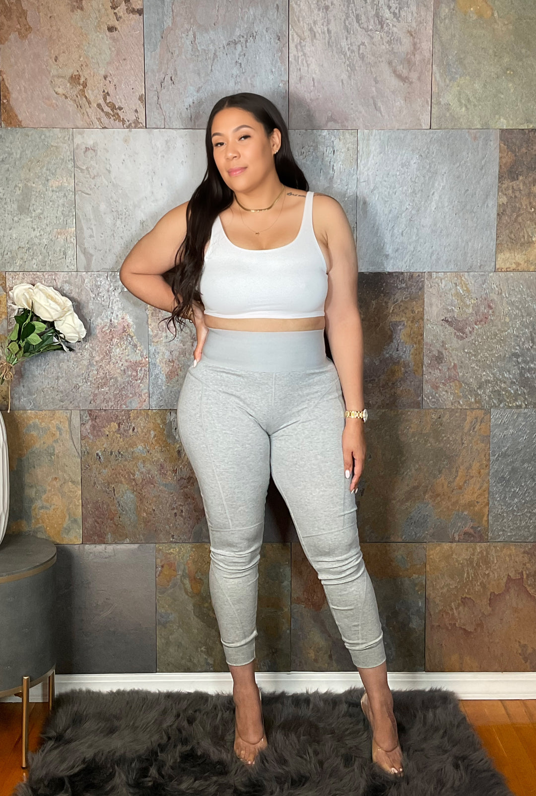 The "Kylie" 2 Piece Active Pant Set in Gray | Ready to Ship