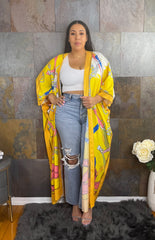 The "Adina" Print Kimono in Yellow | Ready to Ship — 40% OFF