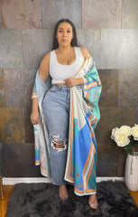 The "Raven" Print Kimono in Blue | Ready to Ship — 40% OFF