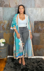 The "Raven" Print Kimono in Blue | Ready to Ship — 40% OFF
