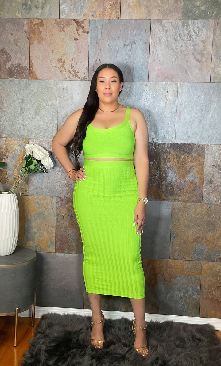 The "Jayla" 2 Piece Skirt Set in Lime | Ready to Ship