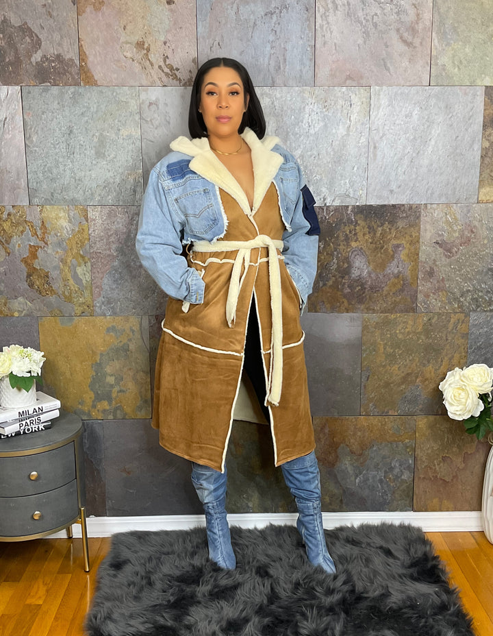 The "Letavia" Trench with Blue Denim | Ready to Ship