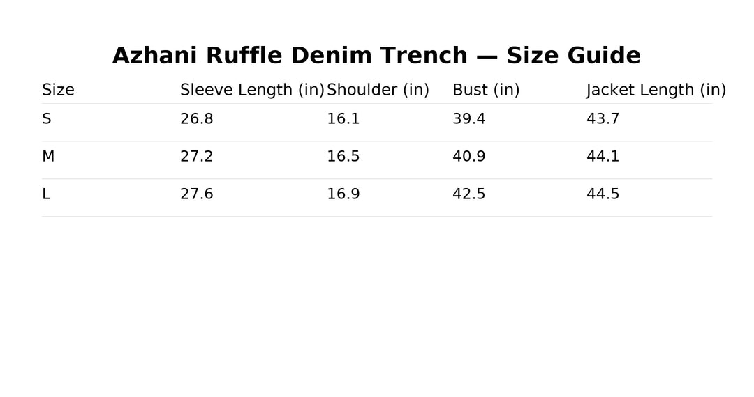 The "Azhani" Ruffle Denim Trench Coat  | Pre-Order - Ships Between November 30th - December 20th