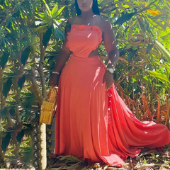 The "Zuri" Long Flowy Dress in Red/Pink | Ready to Ship — 40% OFF