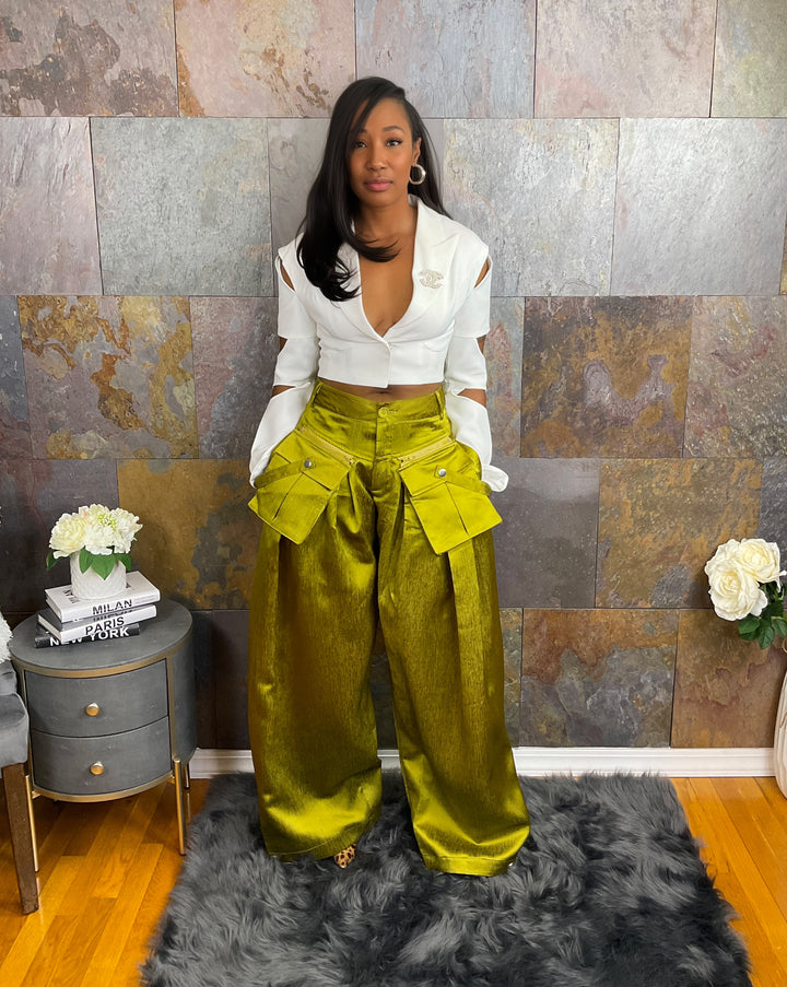 The "Coco" Wide Leg Pants in Green | Pre-Order   (Ships between 3/15/24 - 3/31/24)