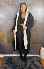 The "Zeporah" Cream/Black Hooded Sweater | Ready to Ship
