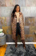 The "Jayda" Faux Leather Leopard Trench | Ready to Ship