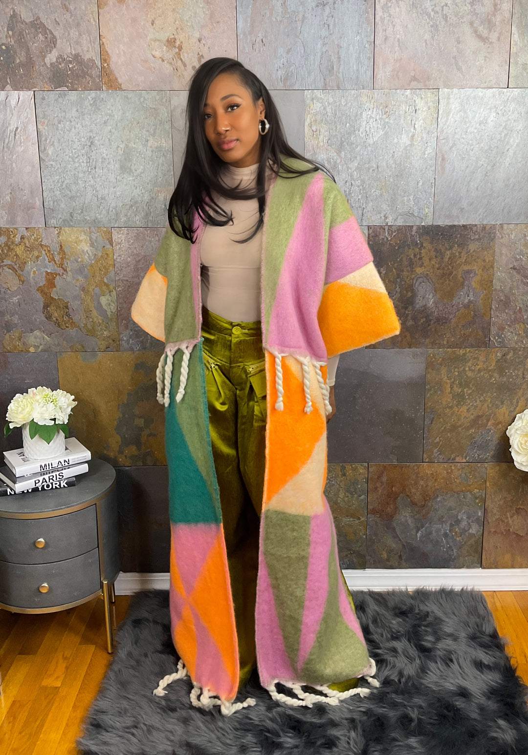 The "Material Girl" Long Kimono Sweater in Multicolor 2 | Ready to Ship