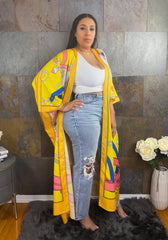 The "Adina" Print Kimono in Yellow | Ready to Ship — 40% OFF