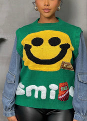 The "Oh Happy Days" Denim Sleeve Sweater in Green | Ready to Ship — 40% OFF