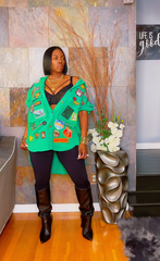 The "Amaree" Denim Patchwork Shacket Dress in Green | Pre-Order - Ships Oct 30th - Nov 5th