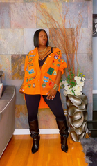 The "Amaree" Denim Patchwork Shacket Dress in Orange | Pre-Order - Ships Between September 15th and September 25th