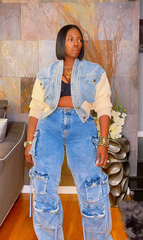 The "Danazjah" Cropped Denim + Sweater Jacket | Free Shipping Included