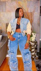 The "Danazjah" Cropped Denim + Sweater Jacket | Free Shipping Included