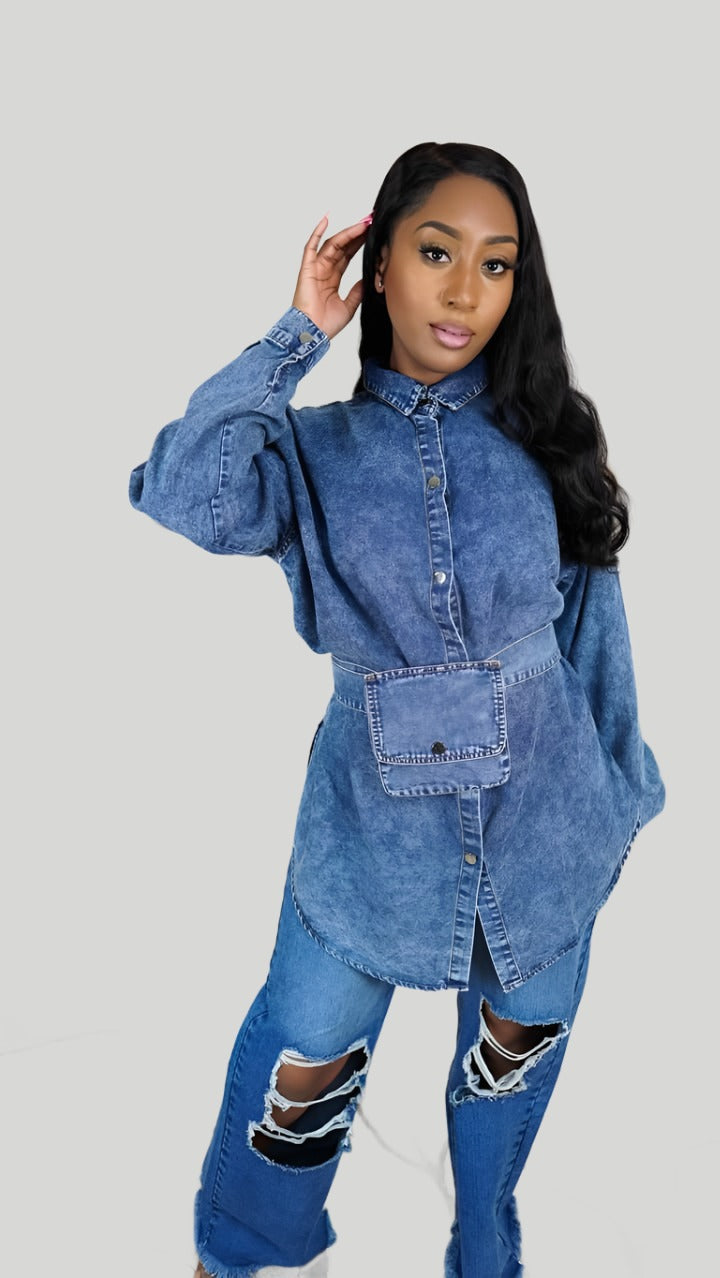 The "Kima" Oversized Denim Shirt | Ready to Ship