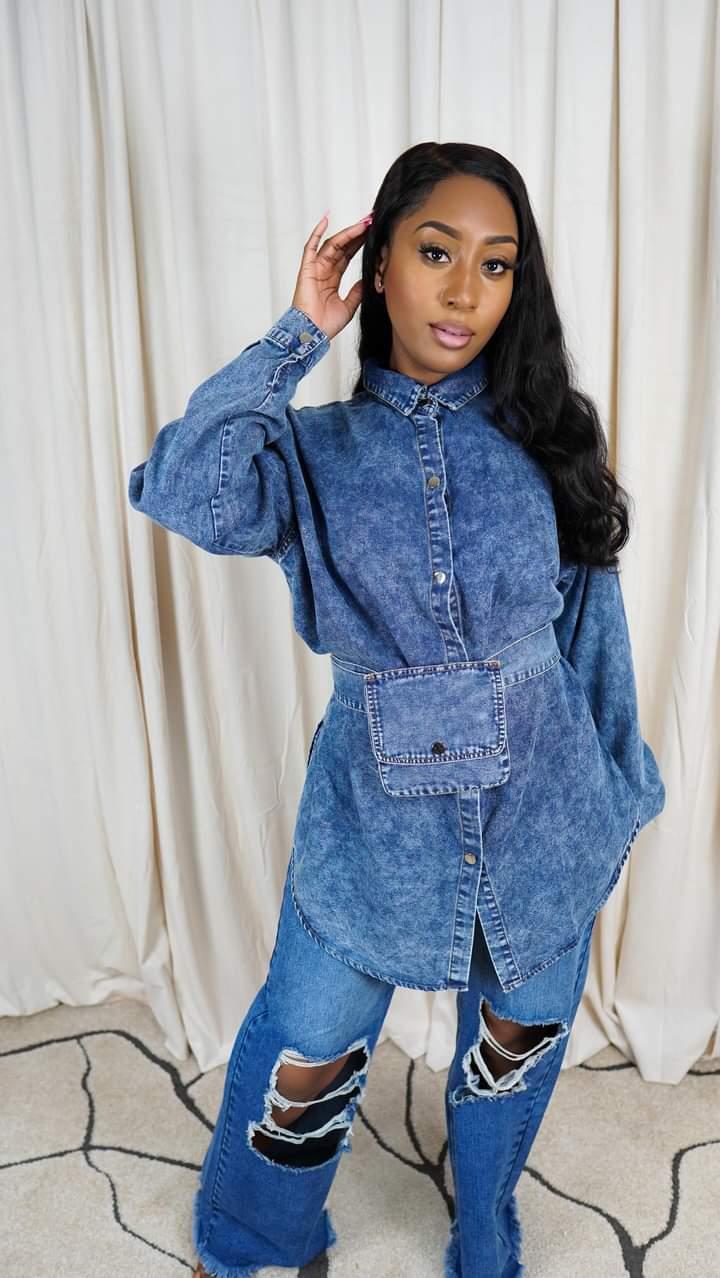 The "Kima" Oversized Denim Shirt | Ready to Ship