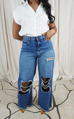 The "Dannah" Wide-Leg Ripped Knee Jean | Ready to Ship — 40% OFF