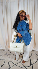 The "Imani" 2 Piece Embossed Sweatsuit in Ivory | Ready to Ship