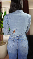 The "Aliya" Crop Denim Blazer | Ready to Ship