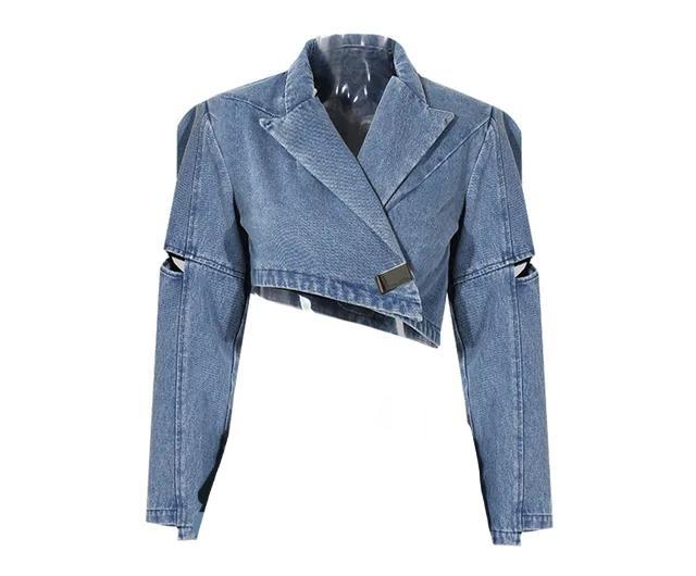 The "Aliya" Crop Denim Blazer | Pre-Order (Ships between 6/15/24 - 6/30/24)